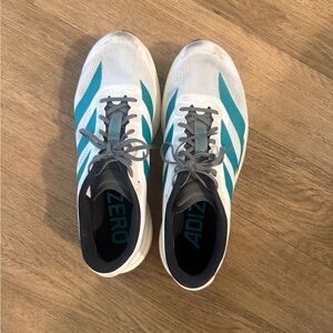 Mens adidas adiZero Evo SL Running Shoes White & Teal Athletic Running Shoes